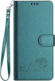 [SYSSRQMS] Leather Case for Tecno Camon 40 4G, Simple Phone Case with Cat Pattern, Wrist Strapanti-Slip Protection Cover for Tecno Camon 40 4G