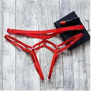 [LINYAXIA] Thong Lingerie for Women Hollow Briefs Crotchless Female Thong for Sex Transparent Thong Chain Body Decorated Chain