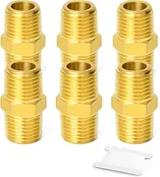 GORAGUCHI Male Solid Brass Pipe Fitting,Reducing Hex Nipple 1/4"x 1/4" NPT Thread Adapter (6PS)