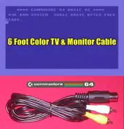 6Ft Color AV TV & Monitor Composite Cable for Commodore 64 64C Computer NEW