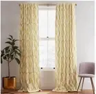 New West Elm White Horseradish 4 Drapery Panels 48"x108" Scribble Lattice A322