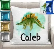 Dinosaur Sequin Cushion Cover Throw Pillow - Personalised