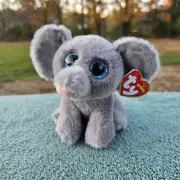 Ty Original Beanie Babies VelveTy Whopper Gray Elephant Plush Stuffed Animal 6"