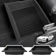 2 Pack Model X Waterproof Under Seat Storage Box Organizer,TPE Underseat Hidden Tray for Tesla Model X accessories 2017-2024
