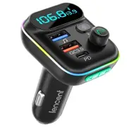 FM Transmitter Wireless Bluetooth 5.0 Radio Car Kit with Type-C PD + QC3.0