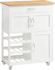 Kitchen Trolley, Kitchen Island with Wine Racks, Portable Workbench, Serving Car