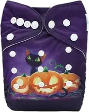 babygoal Halloween Cloth Diaper with Insert for Baby Boys and Girls 8-35lbs, Reusable Adjustable and Washable Nappy DBG100-B