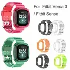 For Fitbit versa 3/Sense TPU Clear Silicone Transparent Watch Band Wrist Strap