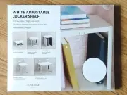 Locker Style Adjustable Locker Shelf, White, adj 3 heights & 2 widths, stackable