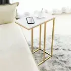 Modern Real Marble Coffee Table C-shaped Side End Tables Sofe Bedside Furniture