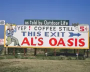 8x10 Vintage Photo of Al's Oasis Billboard, Oacoma, South Dakota.