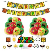 Super Mario Party Supplies Balloons Cake Topper Banner Birthday Decorations