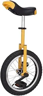 16" Wheel Unicycle, Comfort Saddle Seat Skid Proof Tire Chrome 16 Inch Steel Frame Bike Cycle, Load-Bearing 150 Lbs (Color : Yellow) Durable TDF