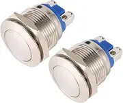 2pcs Metal Switch Button Power Button Lock Dimmer Switches Power Strip Protector Rocker Type Switch Waterproof Wire Connectors Switch Cord Silver Stainless Steel