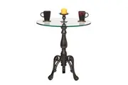 Iron Round Glass Coffee Table with Detachable Candle Holder
