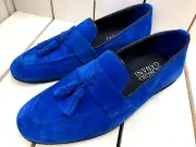 Giorgio Gabani Slippers Royal Blue Moccasin Moccasins Suede Leather Men's Shoes