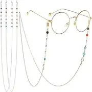 [HieoAnir] 2 Pieces Beaded Eyeglass Chain Sunglasses Chain Reading Eyeglasses Holder Strap Cord Lanyard Eyewear Retainer (Gold,Silver)