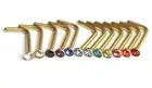 1 / 10pc GOLD Nose Stud 2mm Gem L Shape Bent Body Piercing Bar Ring Crystal Bulk