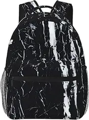 [CHRYSM] Backpack For Girls Boys Teens Schoolbag,Bookbag,Black And White Marble Daypack For High School,College,Travel,Work