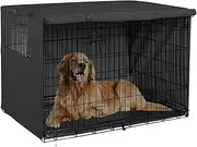 maxant Dog Crate Cover, Metal Dog Cage Cover with Removable Tray, Foldable Puppy Cat Training Crate Cover, Portable Dog Crate Cover, 30-48 inches (Black, XL)