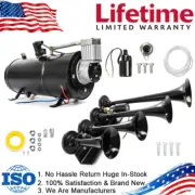 Train Horn Kit 4 Trumpets Semi Loud System 1.5G Air Tank 150PSI For Truck Car US (for: Ford)
