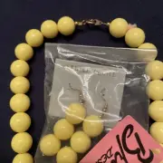 Vintage Chunky Yellow Lucite Necklace And Earrings Costume Jewelry Set
