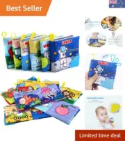 Colorful Fabric Baby Books 6-Pack: Sensory Learning & Imagination Development