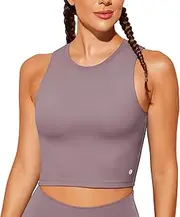[BAYDI] Women's Sports Bra Without Underwire Bustier Removable Padded Crop Tops High Closed Tank Top Yoga Fitness Soft Bra, Moon Rocks, XXL