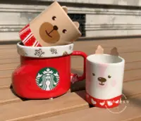 在飛比找Yahoo!奇摩拍賣優惠-~精選玉瓷~星巴克2019聖誕動物夥伴紅色聖誕襪造型麋鹿小熊
