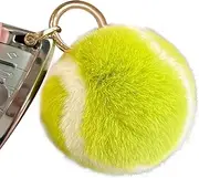 Lesunbak Tennis Ball Keychain, Cute Soft Tennis Key Chain Decorations, Imitation Rex Rabbit, Wear-resistant, Fuzzy Tennis Ornaments For School Bags, Backpacks, Car, Wallets