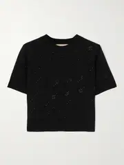 [Gucci] Gucci - Crystal-embellished Cashmere Cropped Top - Black - M M Black
