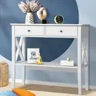 Oikiture Console Table Hall Side Entry 2 Drawers Hallway Display Shelf Desk