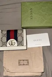 Gucci Ophidia GG Supreme Canvas Beige Card Case Mini Wallet