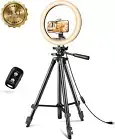 12" Ring Light with 50" Tripod, LED Circle Light, Phone Holder for Streaming