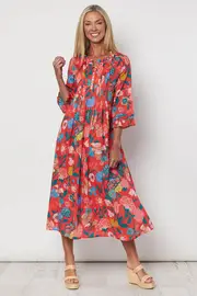 Floral Tuck Front Dress--GOR-39874