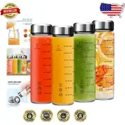 Wide Mouth 20oz Borosilicate Glass Bottles - 4 Pack for Juicing & Smoothies