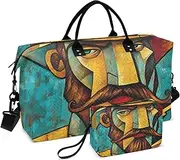 [ZRYSMY] Cool Man Abstract Art Duffel Bag for Traveling, Travel Bag Gym Bag, with Multiple Interior Pockets Shoulder Weekender Bag for Women Men with Toiletry Bag 20.5L x 1.9W x 13.8H, Multi-Colored