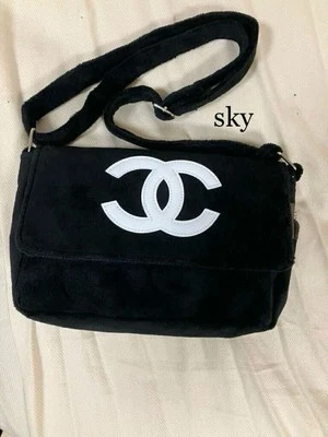 Rare New CHANEL Novelty Shoulder Bag PRECISION Black White Logo Diagonal Mokomok