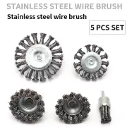 5pcs Twist Knotted Wire Cup/Flat/Pen Wheel Brush Set F Drill Grinder Rotary Tool