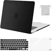 MOSISO Compatible with MacBook Air 15 inch Case M4 M3 M2 2025 2024 2023 Release A3241 A3114 A2941 with Touch ID, Plastic Hard Shell Case&Keyboard Cover&Screen Protector&Storage Bag, Black