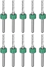 uxcell 10pcs End Mill Bits 2.4mm Solid Carbide CNC Router Bits Engraving Cutter Tools for PCB Circuit Board Milling Machine Wood Carving, 1/8" Straight Shank