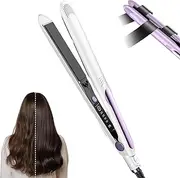 Mini Dual Purpose Curling Iron, 2025 Upgraded 2 in 1 Mini Curling Wand & Flat Iron, Portable Travel CurlingWand, for Women Travel CurlingWand, for All Hair Types (White)