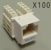 100 Pack Lot - CAT5e Keystone RJ45 110 Punch Down Keystone Snap-In Jack - White