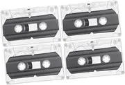 KOMBIUDA 4pcs Blank Cassette Tapes for Recording Recordable Audio Tapes with Transparent Case DIY Retro Vintage Style Compatible with Various Devices