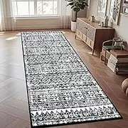Tapis Design Rug Runners for Hallways, Hall Runners Non Slip Washable, Black Runner Rugs for Hallway Entryway Laundry Room, 80 x 300 cm