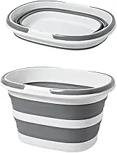 Elliptic Collapsible Plastic Bucket 28L, Portable and Space Saving, Multi-Function Cleaning Laundry Basket Outdoor Basin