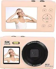 5K Digital Camera with 80MP Dual Screen, 18X Zoom, WiFi, Auto Focus, Built-in Flash, 2.8in & 1.5in Display, Vlogging Camera for Teens, Travel, Streaming, Photography (Rose)