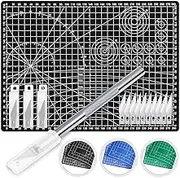 Anezus Exacto Knife with Hobby Mat for Crafts, Self Healing Cutting Mat Hobby Knife with 30 PCS Exacto Blades Precision Knife for Art and Crafts Paper Scrapbooking Stencil (Black)