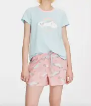 NEW PETER ALEXANDER WOMENS UNICORN TEE TOP + SHORTS PJ SET MEDIUM M RRP$109.90