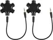 2PCS 5 Way 3.5mm Headphone Jack Splitter, Multi Audio Earphone Splitter Aux Headset Adapter 1 Male to 2 3 4 5 Female Mic Headphones Splitter Cable for Mp3 Player,Speakers,Phone,PC